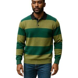 The Elder Statesman Sweater Mens Small 100% Cashmere Green Striped